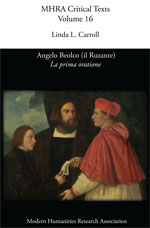 Cover of Angelo Beolco (il Ruzante), <i>La prima oratione</i>