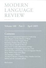 Cover of Modern Language Review 100.2