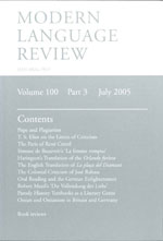 Cover of Modern Language Review 100.3