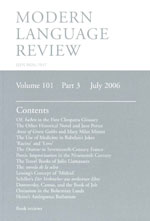 Cover of Modern Language Review 101.3