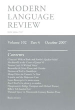 Cover of Modern Language Review 102.4