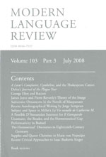 Cover of Modern Language Review 103.3