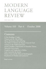 Cover of Modern Language Review 103.4