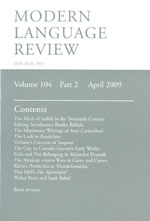 Cover of Modern Language Review 104.2
