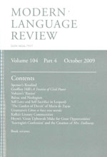 Cover of Modern Language Review 104.4