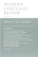 Cover of Modern Language Review 105.3