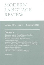 Cover of Modern Language Review 105.4