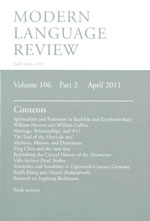 Cover of Modern Language Review 106.2