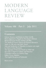 Cover of Modern Language Review 106.3