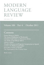 Cover of Modern Language Review 106.4