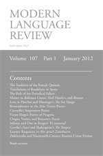 Cover of Modern Language Review 107.1