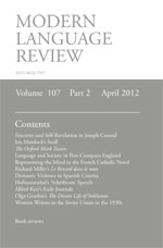 Cover of Modern Language Review 107.2