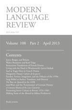 Cover of Modern Language Review 108.2