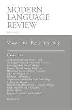 Cover of Modern Language Review 108.3