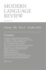 Cover of Modern Language Review 108.4