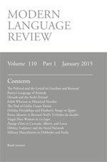 Cover of Modern Language Review 110.1