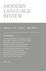 Cover of Modern Language Review 111.3