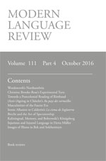 Cover of Modern Language Review 111.4