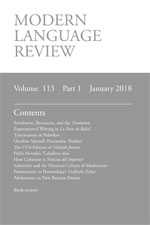 Cover of Modern Language Review 113.1
