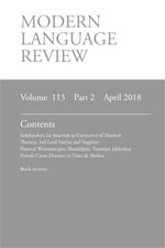 Cover of Modern Language Review 113.2