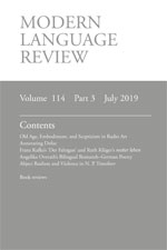 Cover of Modern Language Review 114.3