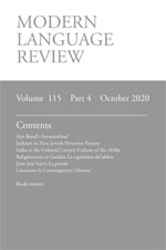 Cover of Modern Language Review 115.4