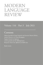 Cover of Modern Language Review 116.3