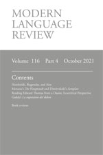 Cover of Modern Language Review 116.4