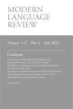 Cover of Modern Language Review 117.3