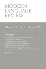 Cover of Modern Language Review 117.4