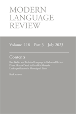 Cover of Modern Language Review 118.3