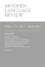 Cover of Modern Language Review 118.4