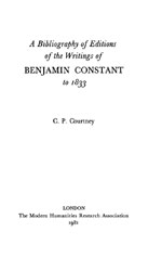 Cover of A Bibliography of Editions of the Writings of Benjamin Constant to 1833