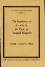 Cover of The Significance of Locality in the Poetry of Friedrich Hölderlin