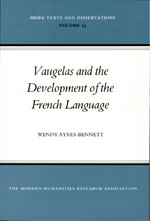 Cover of Vaugelas and the Development of the French Language