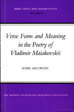 Cover of Verse Form and Meaning in the Poetry of Vladimir Maiakovskii