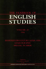 Cover of Eighteenth-Century Lexis and Lexicography
